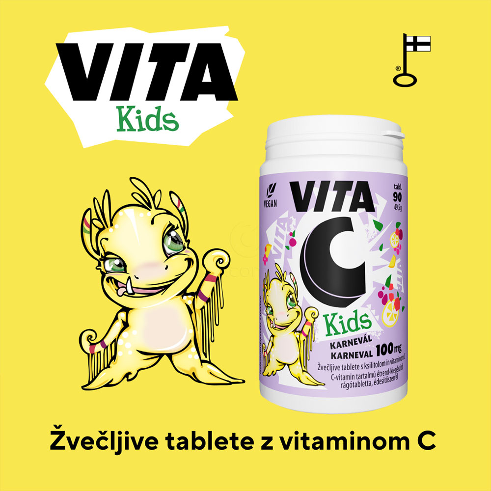 Vita-C Kids 100 mg Vitabalans Karneval, žvečljive tablete (90 tablet)