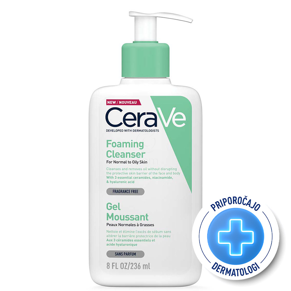 Darilo: CeraVe, peneči čistilni gel za obraz za normalno do mastno kožo (88 ml)