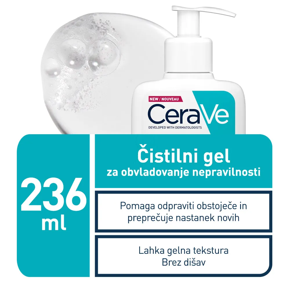 CeraVe, čistilni gel za nego mastne kože nagnjene k nepravilnostim (236 ml)