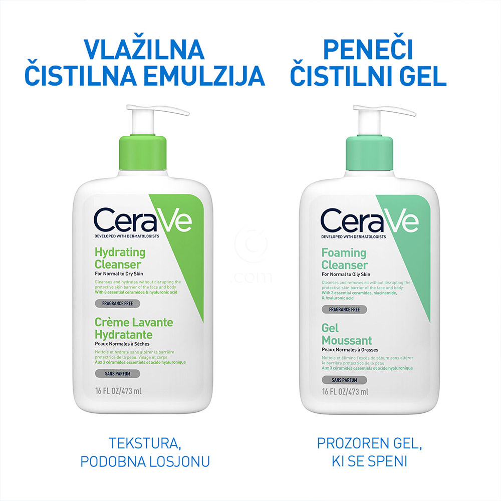 CeraVe, vlažilna čistilna emulzija za obraz za normalno do suho kožo (1000 ml)