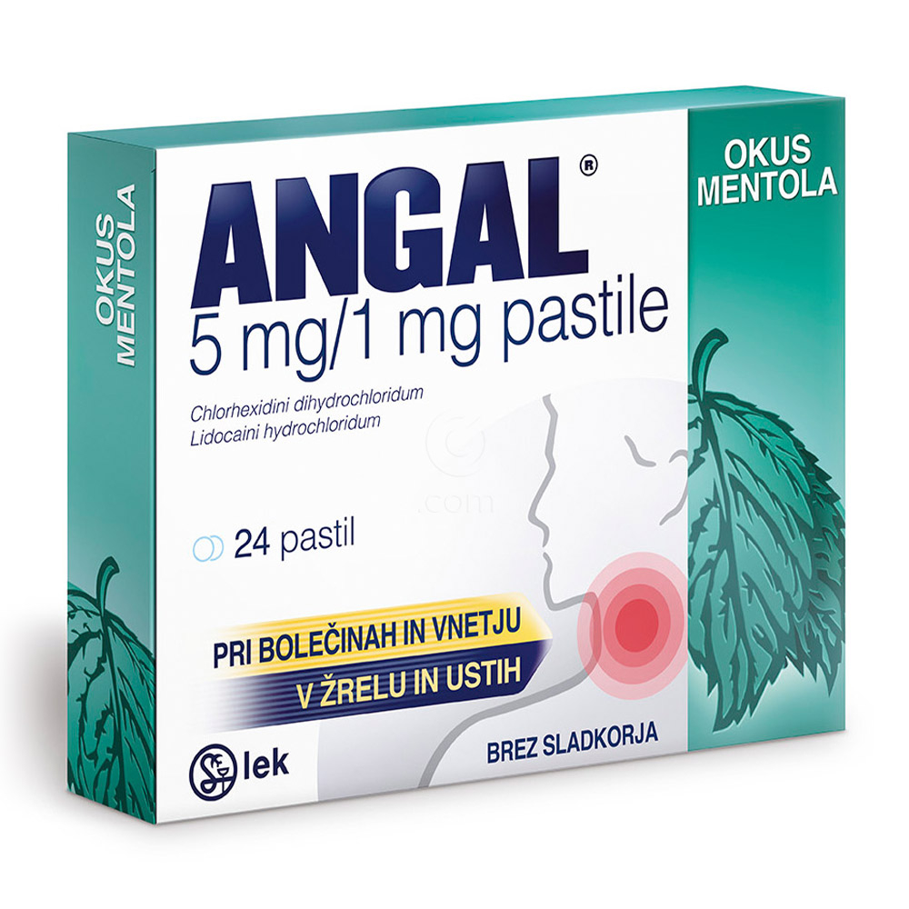 Angal 5 mg/1 mg, pastile z okusom mentola (24 pastil)