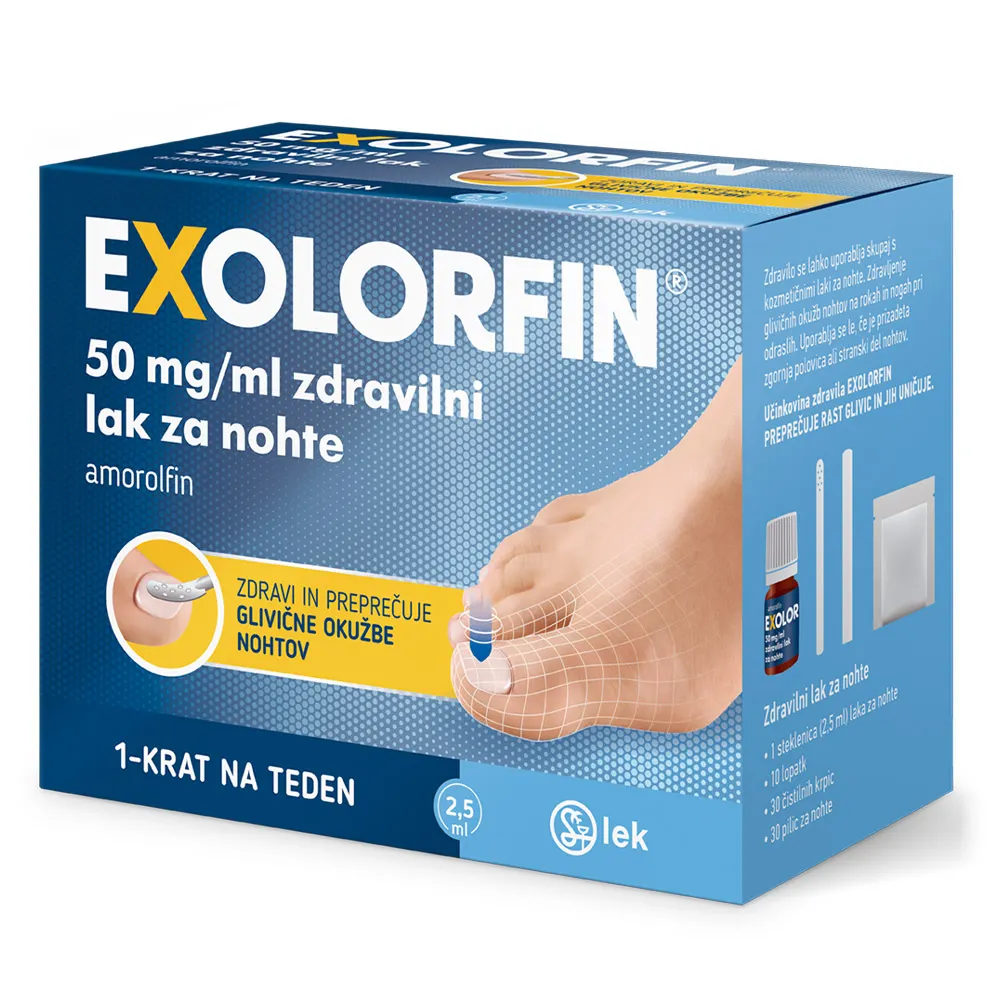 Exolorfin 50 mg/ml, zdravilni lak za nohte (2,5 ml)