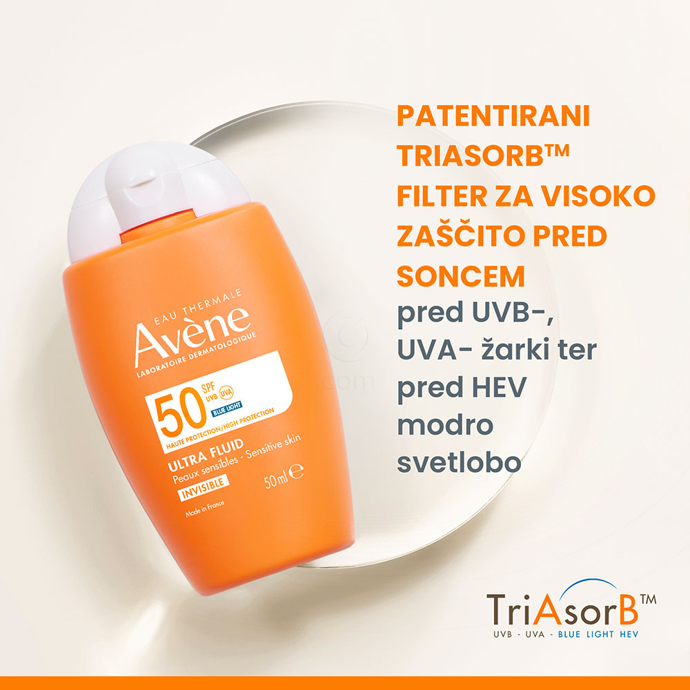 Avene Sun, ultra fluid z visoko zaščito pred soncem za obraz - ZF50 (50 ml)