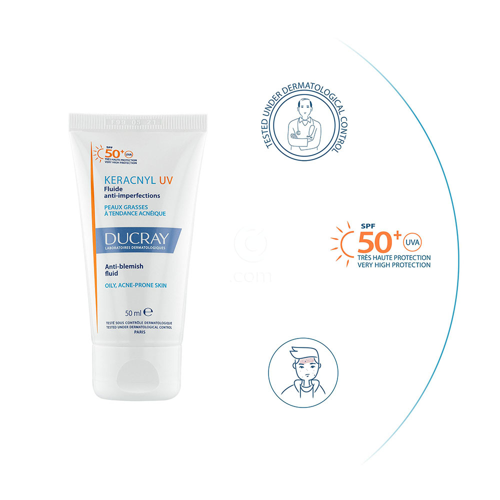 Ducray Keracnyl, UV fluid za zaščito kože pred soncem za obraz - ZF50+ (50 ml)
