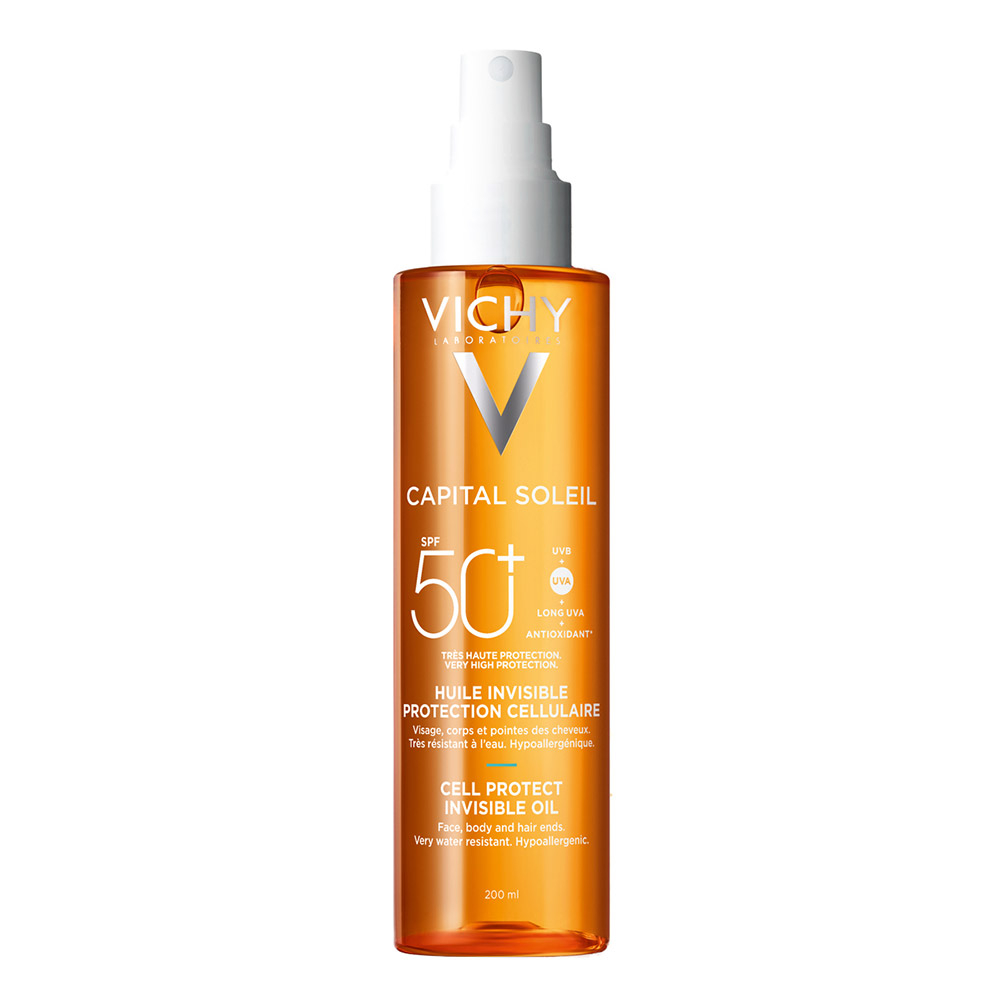 Vichy Capital Soleil, zaščitno olje za obraz, telo in konice las - ZF50+ (200 ml)