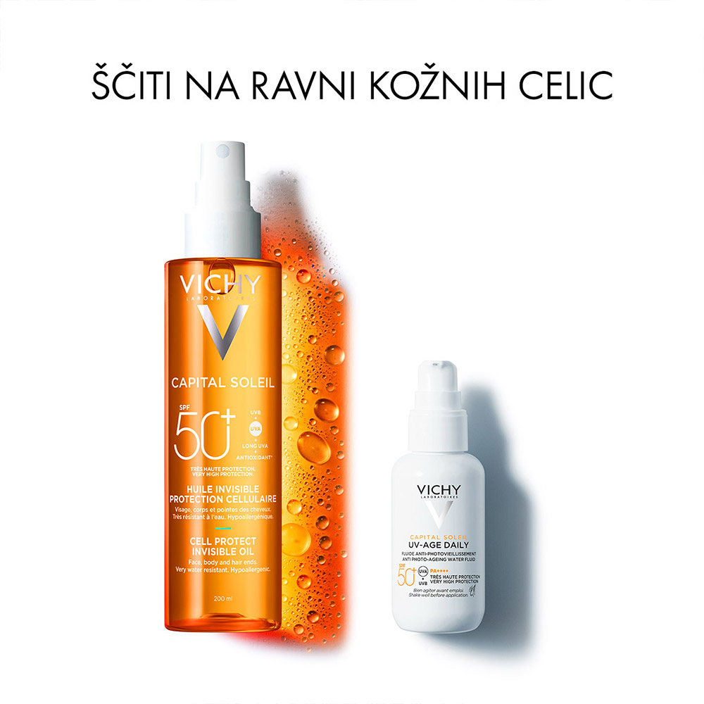 Vichy Capital Soleil, zaščitno olje za obraz, telo in konice las - ZF50+ (200 ml)