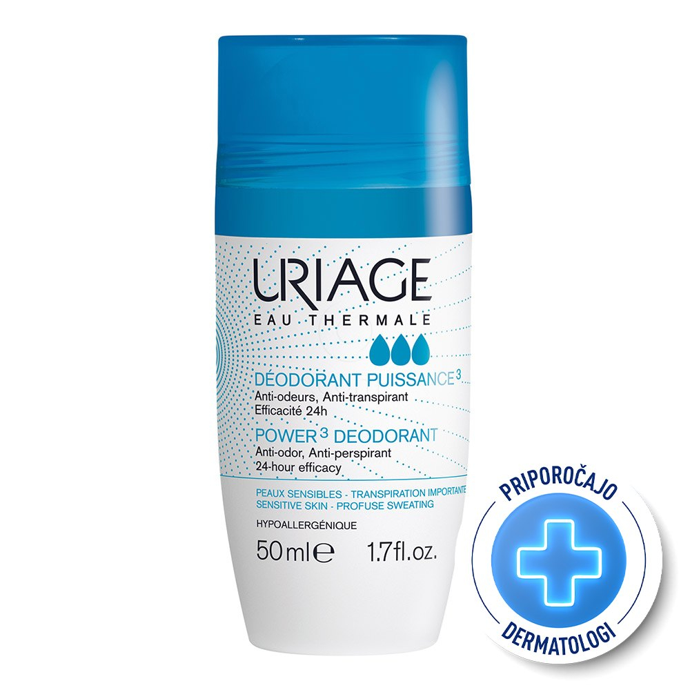 Uriage 3-activ, deodorant roll-on - paket (2 x 50 ml)