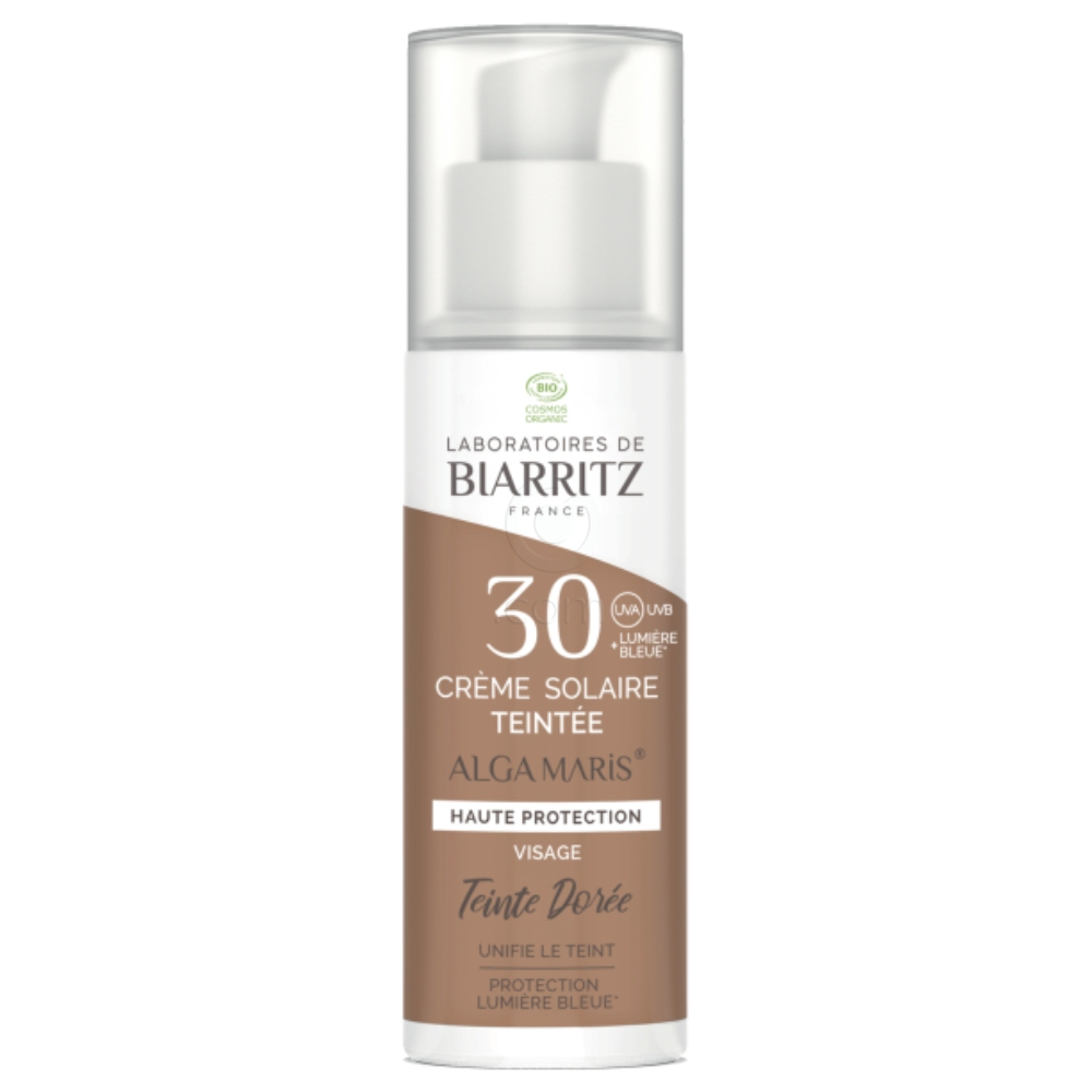 Biarritz BIO, tenirana zlata krema za obraz za zaščito pred soncem - ZF30 (50 ml)