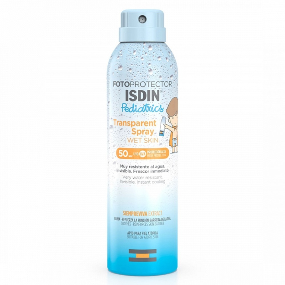 ISDIN Sun Fotoprotector Pediatrics, prozoren sprej za telo Wet Skin - ZF50 (250 ml)