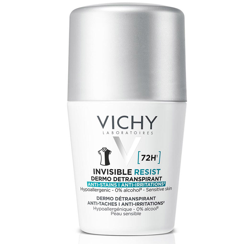 Vichy Invisible Resist 72h, detranspirant proti madežem in razdraženosti - roll-on (50 ml)