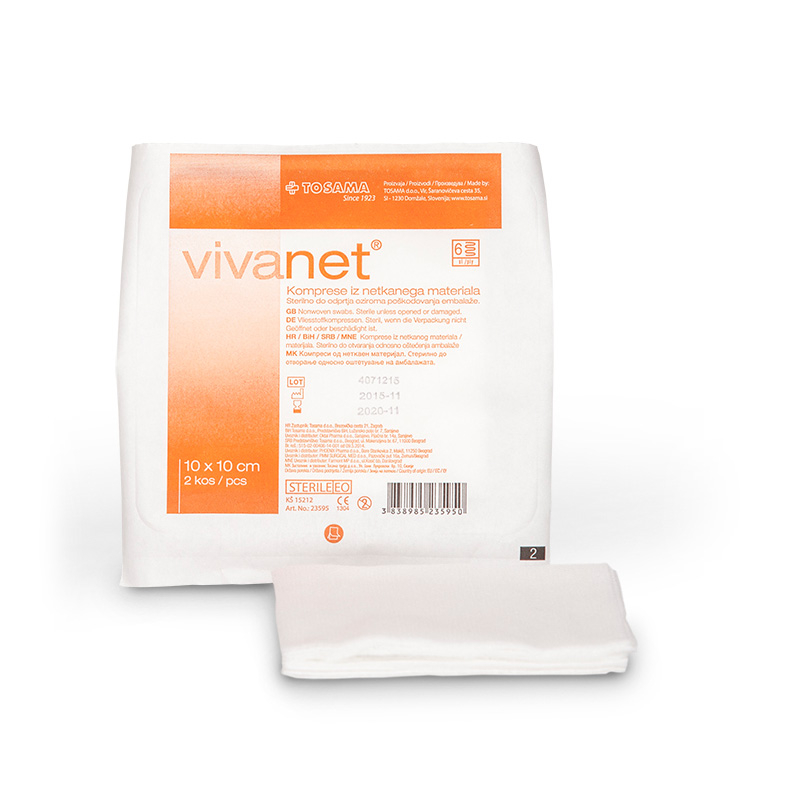 Vivanet, sterilne komprese 10 x 10 cm (50 x 2 kompresi)