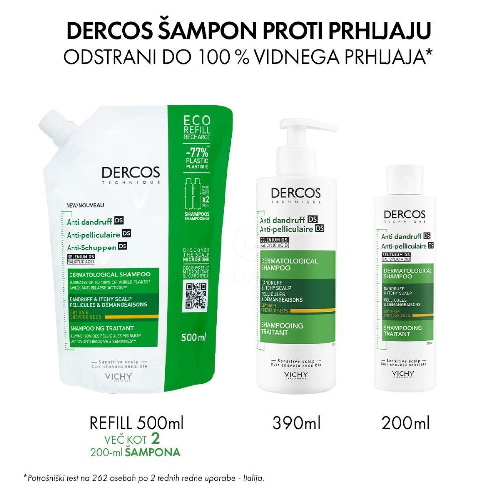 Vichy Dercos, šampon proti prhljaju za suhe lase (390 ml)