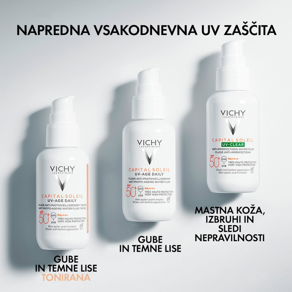 Vichy Capital Soleil UV-Clear, fluid za zaščito pred soncem proti nepravilnostim - ZF50+ (40 ml)