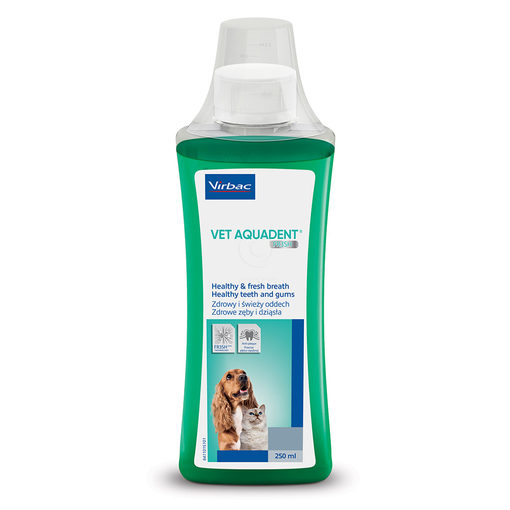 Vet Aquadent Fr3sh Virbac, raztopina za nego ust in ustne votline psov in mačk (250 ml)
