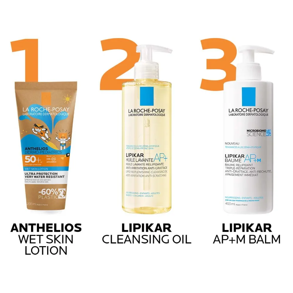 LRP Anthelios Dermo Pediatrics Wet Skin, losjon za zaščito pred soncem za mokro in suho kožo za otroke - ZF50+ (200 ml)