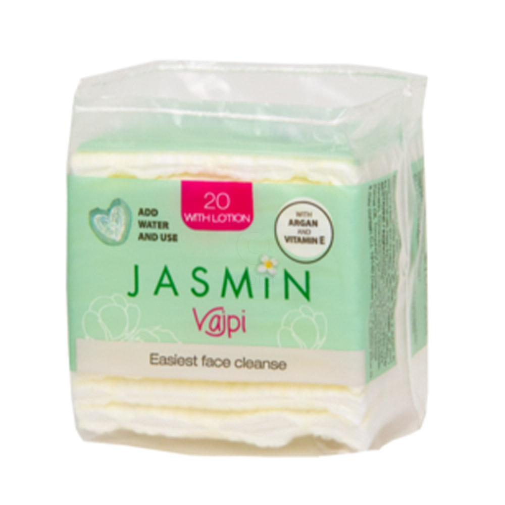 Jasmin Vajpi Make up 2v1, bombažne blazinice z losjonom iz argana in vitamin E (20 blazinic)