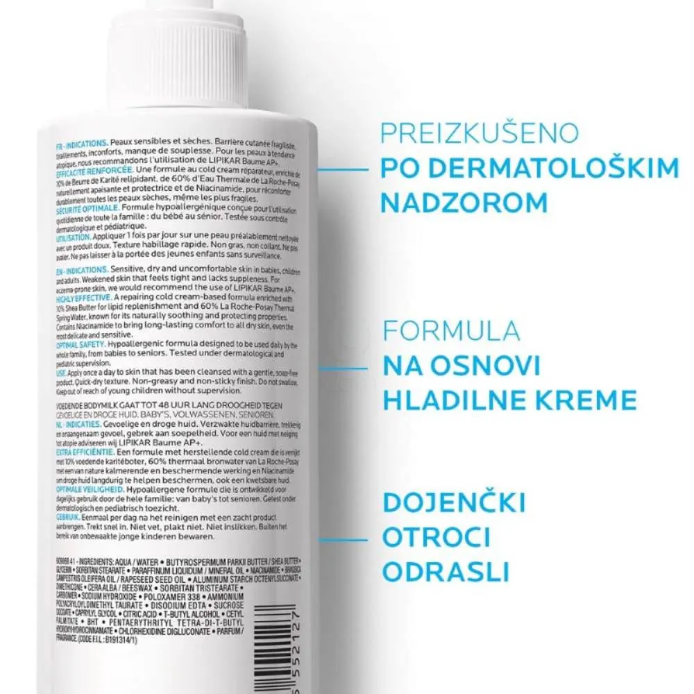 LRP Lipikar Lait, mleko za telo za suho kožo (400 ml)