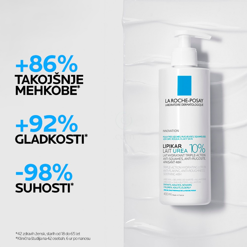 LRP Lipikar Lait Urea 10%, vlažilni losjon s trojnim učinkom za glajenje in pomiritev zelo suhe ter grobe kože (200 ml)