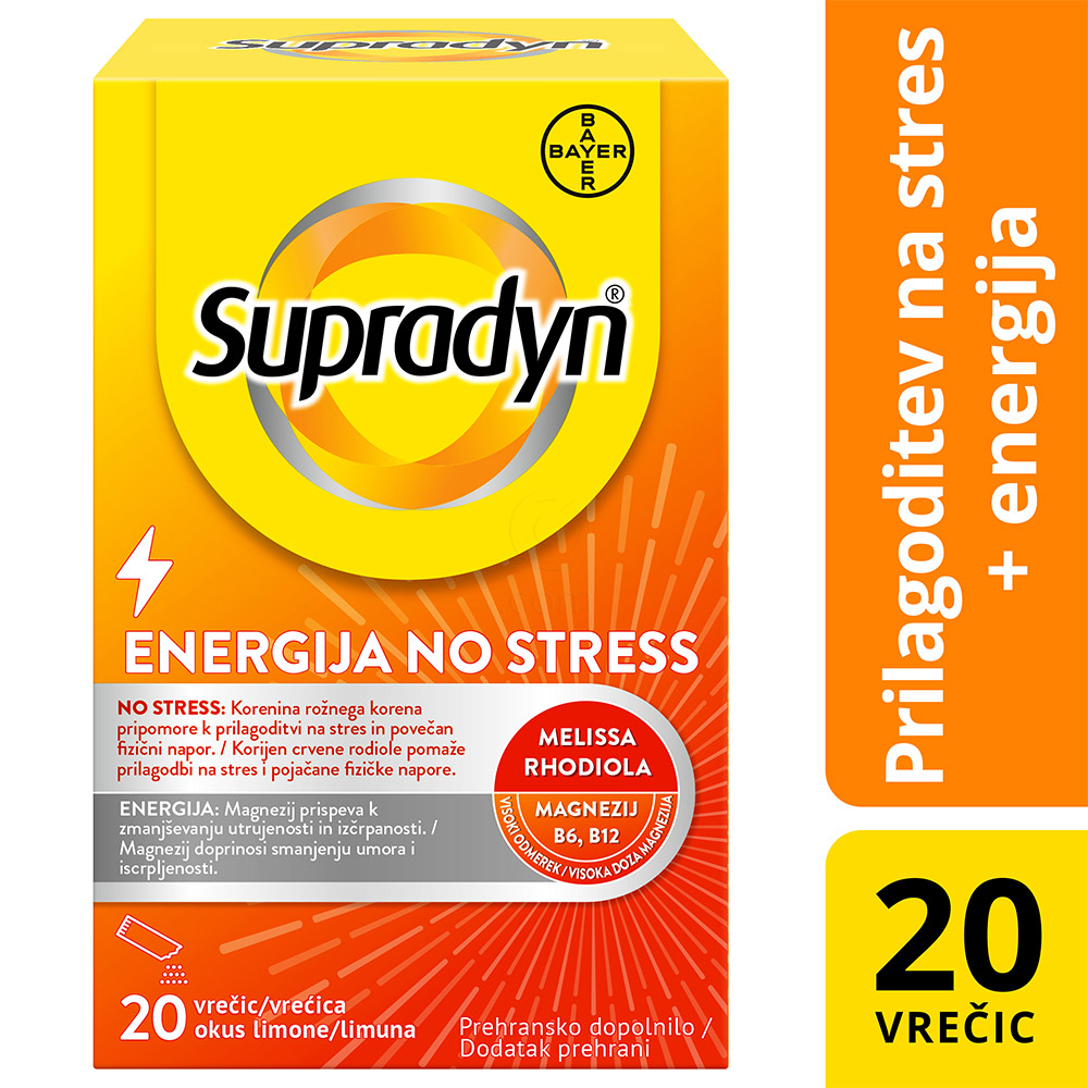 Supradyn Energija No Stress, prašek v vrečicah (20 x 4,5 g)