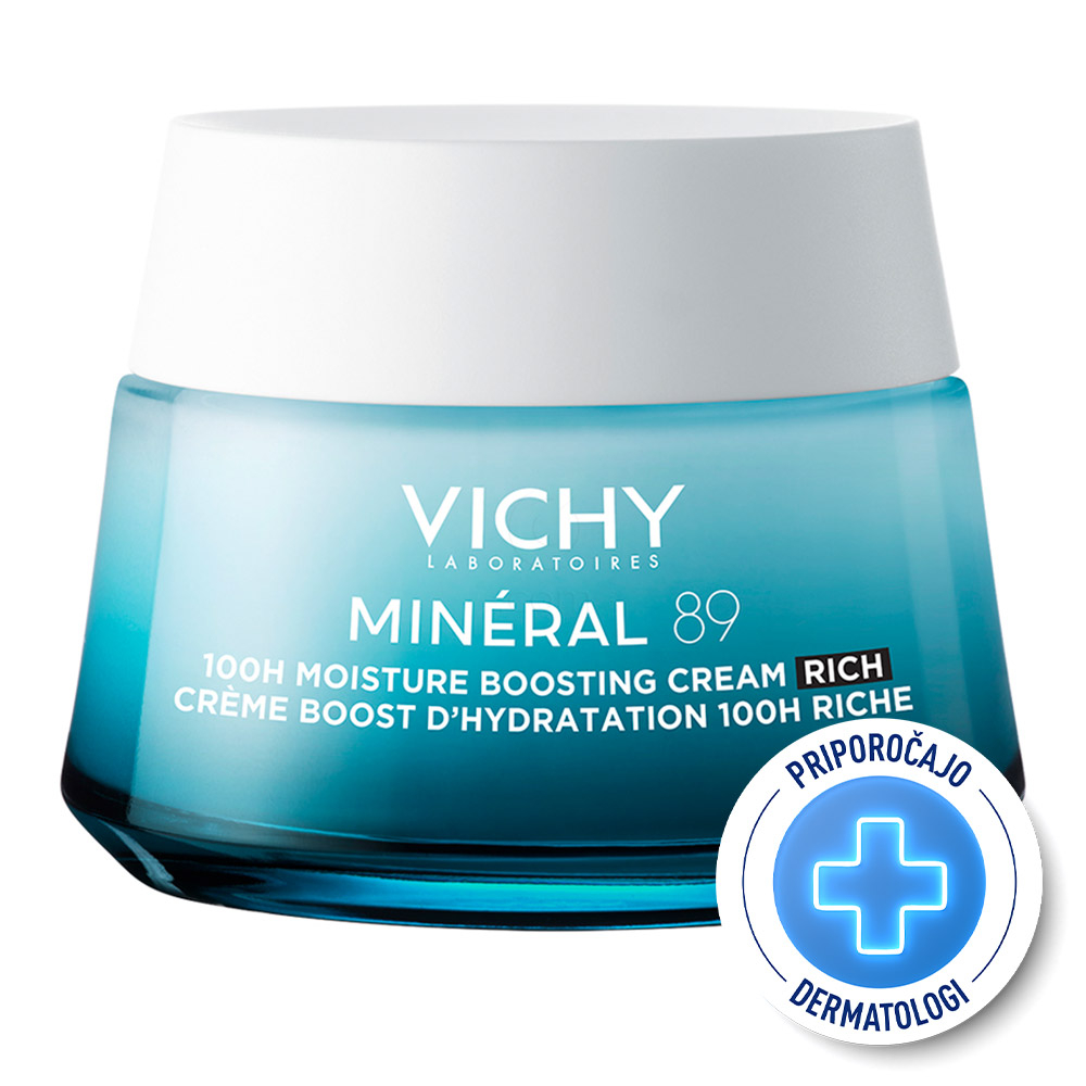 Vichy Mineral 89 Riche, bogata krema za 100 -urno intenzivno vlaženje suhe do zelo suhe kože (50 ml)