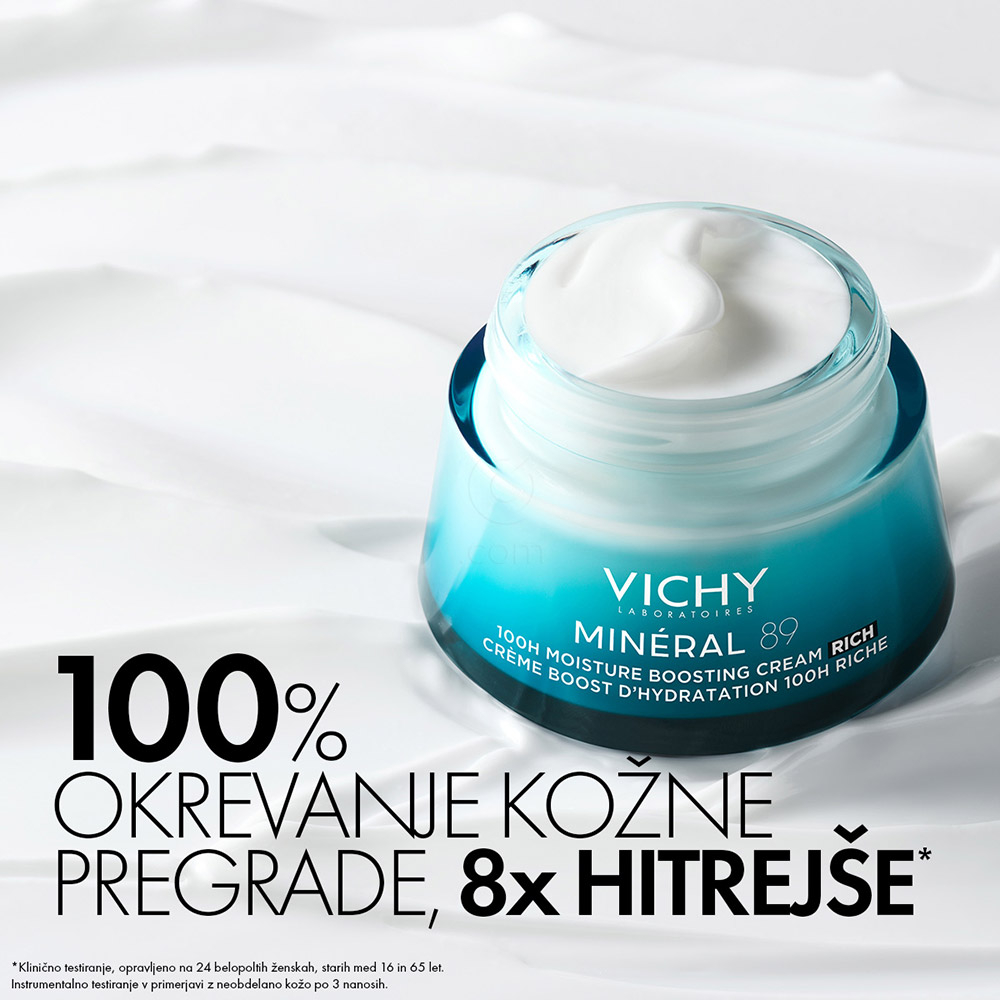 Vichy Mineral 89 Riche, bogata krema za 100 -urno intenzivno vlaženje suhe do zelo suhe kože (50 ml)