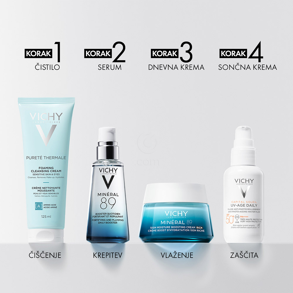 Vichy Mineral 89 Riche, bogata krema za 100 -urno intenzivno vlaženje suhe do zelo suhe kože (50 ml)