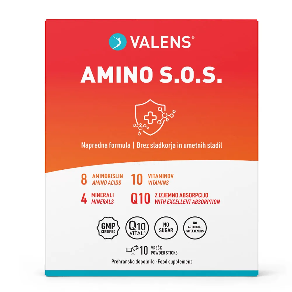 Valens Amino S.O.S., prašek za pripravo napitka - vrečke (10 x 16 g)