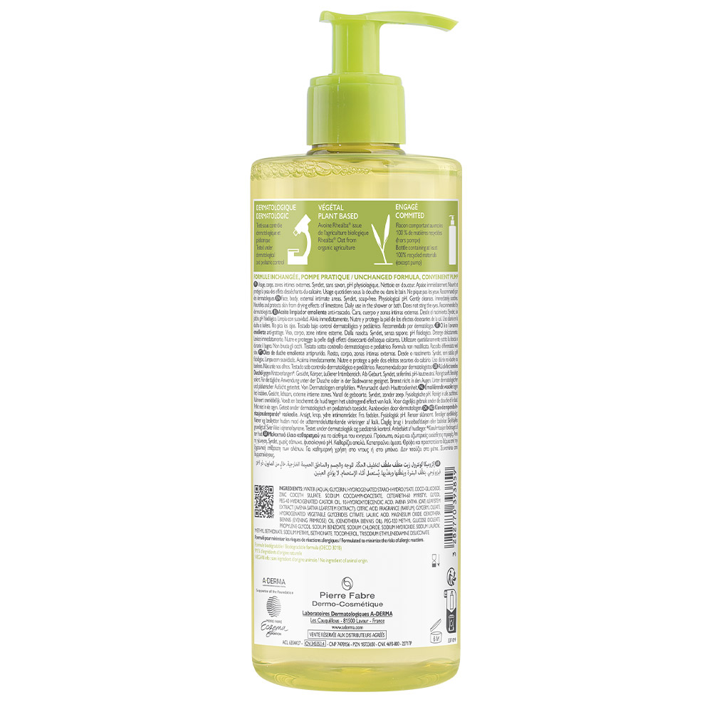 A-Derma Exomega Control, emolientno čistilno olje za tuširanje za atopijsko kožo - paket (2 x 500 ml)