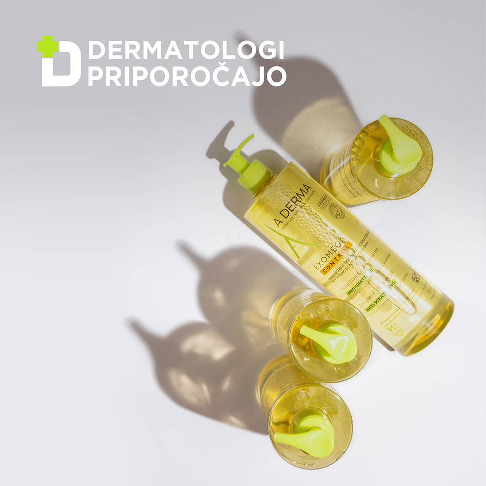 A-Derma Exomega Control, emolientno čistilno olje za tuširanje za atopijsko kožo - paket (2 x 500 ml)