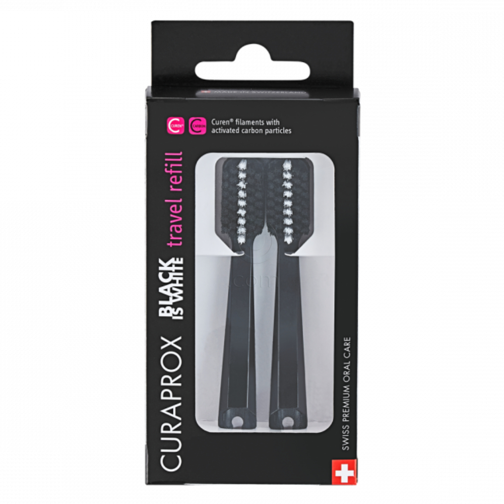 Curaprox, refill za potovalni set - Black is White (2 nadomestni glavi)