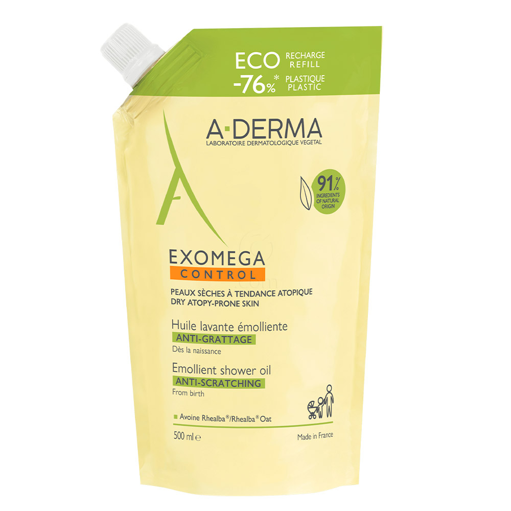 A-Derma Exomega Control, emolientno čistilno olje za tuširanje - Refill (500 ml)