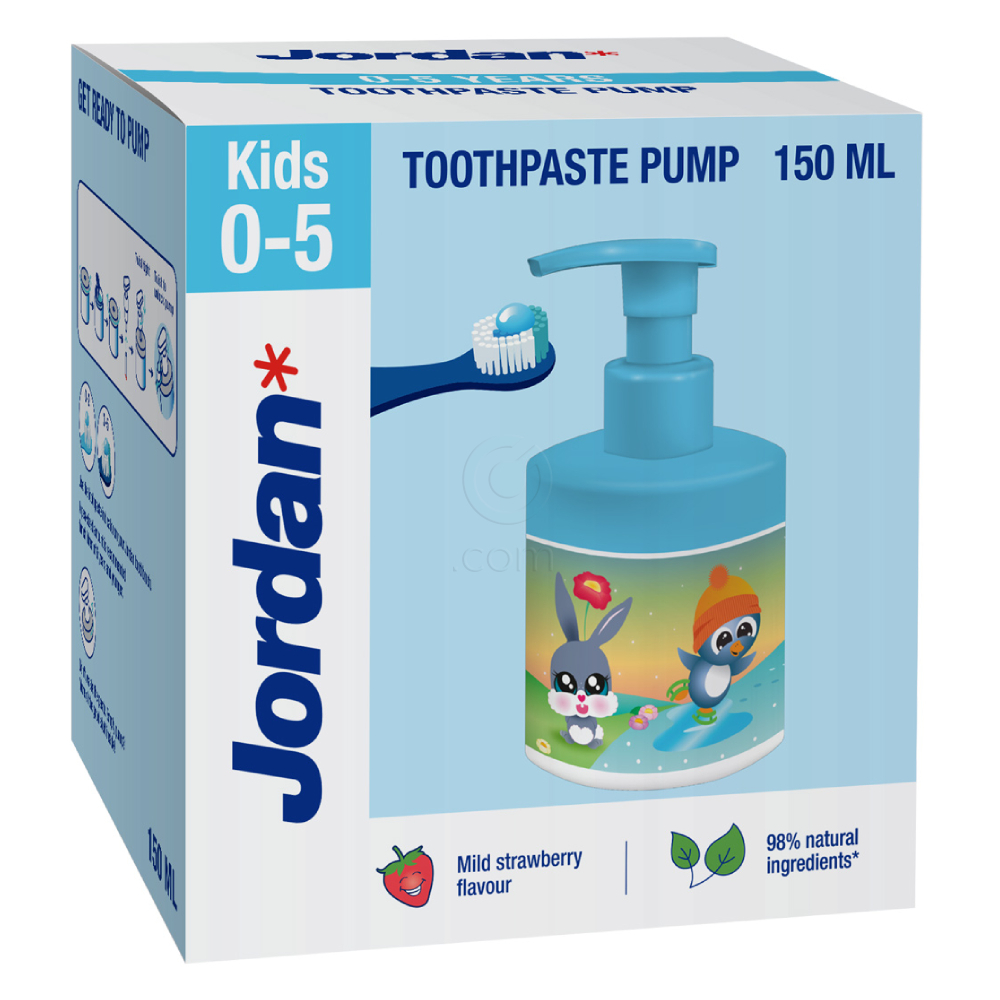 Jordan Kids, zobna pasta s pumpico za otroke 0 - 5 let (150 ml)
