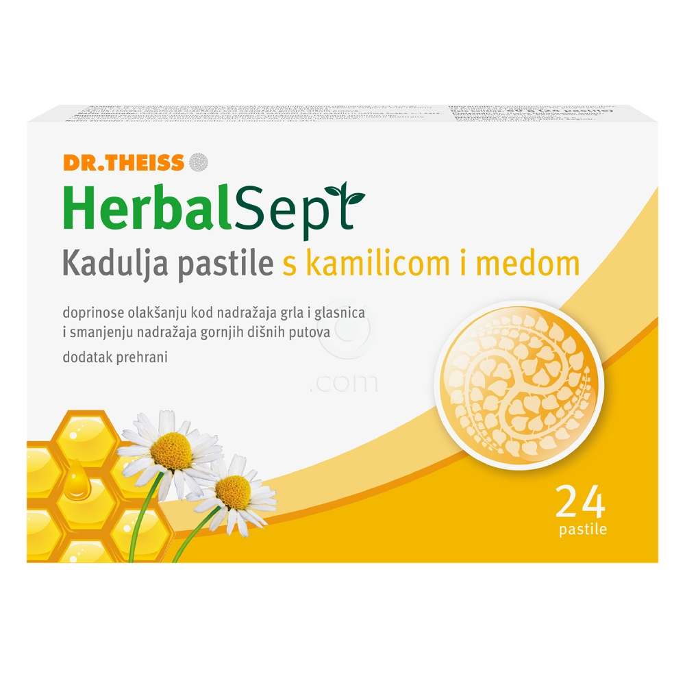 HerbalSept, žajbljeve pastile s kamilico in medom (24 pastil)