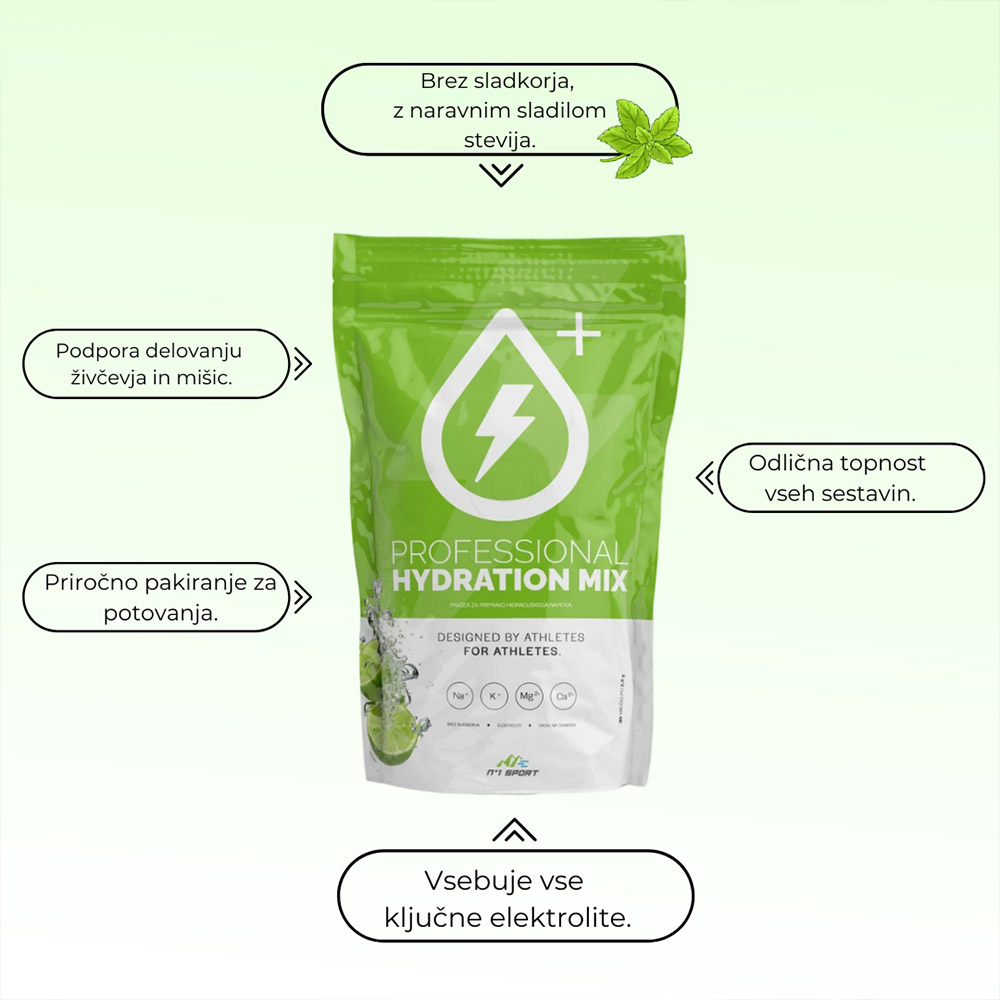 N°1 Sport Professional Hydration Mix, hidracijski napitek za športnike z elektroliti v prašku - vrečke (30 x 2,9 g)