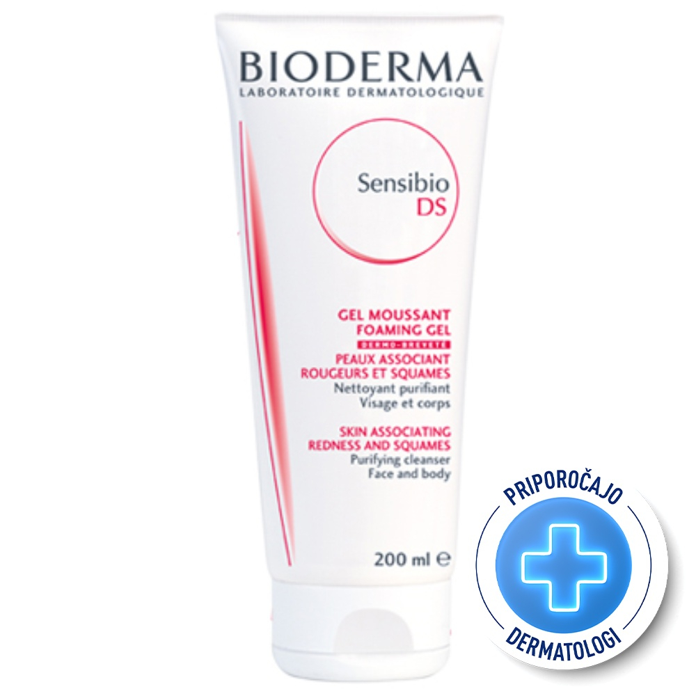 Bioderma Sensibio DS+, paket - peneči čistilni gel in krema za pomiritev kože (200 ml + 40 ml)