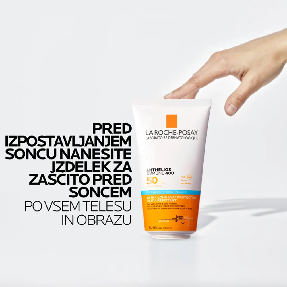 LRP Anthelios UVMUNE 400, vlažilno mleko za zaščito pred soncem - obraz in telo - ZF50+ (150 ml)