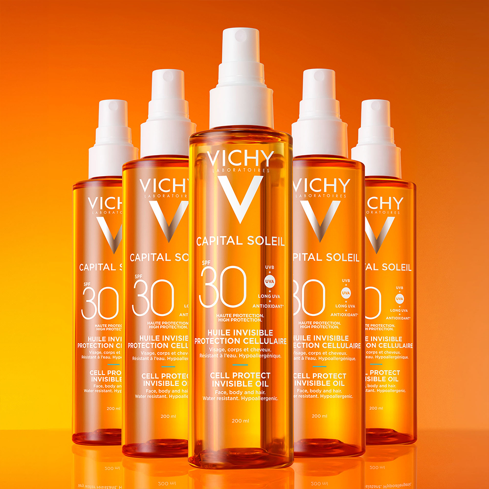 Vichy Capital Soleil, zaščitno olje za obraz, telo in konice las - pršilo - ZF30 (200 ml)
