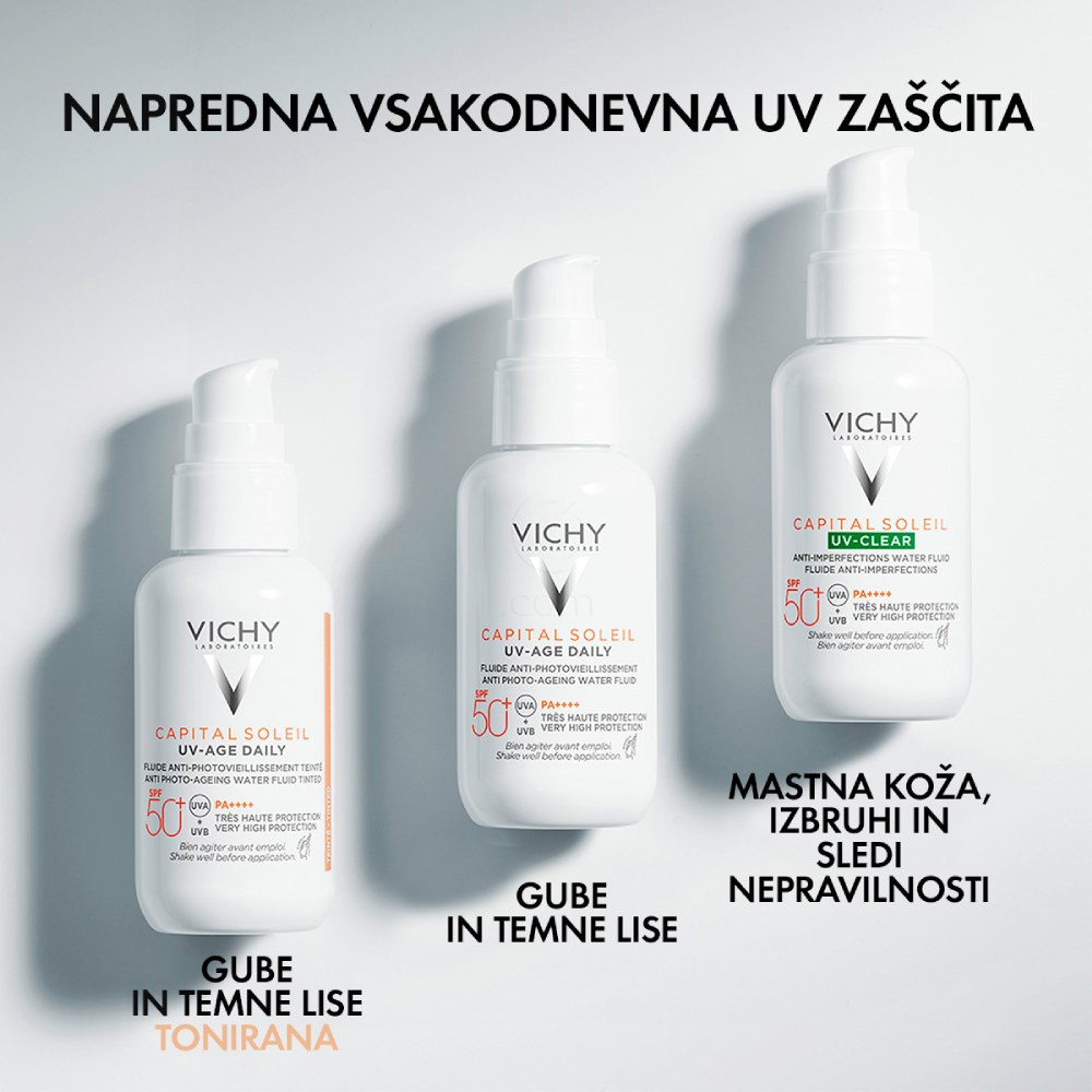 Vichy Capital Soleil, UV-AGE neobarvan dnevni fluid za obraz - ZF50+ (80 ml)
