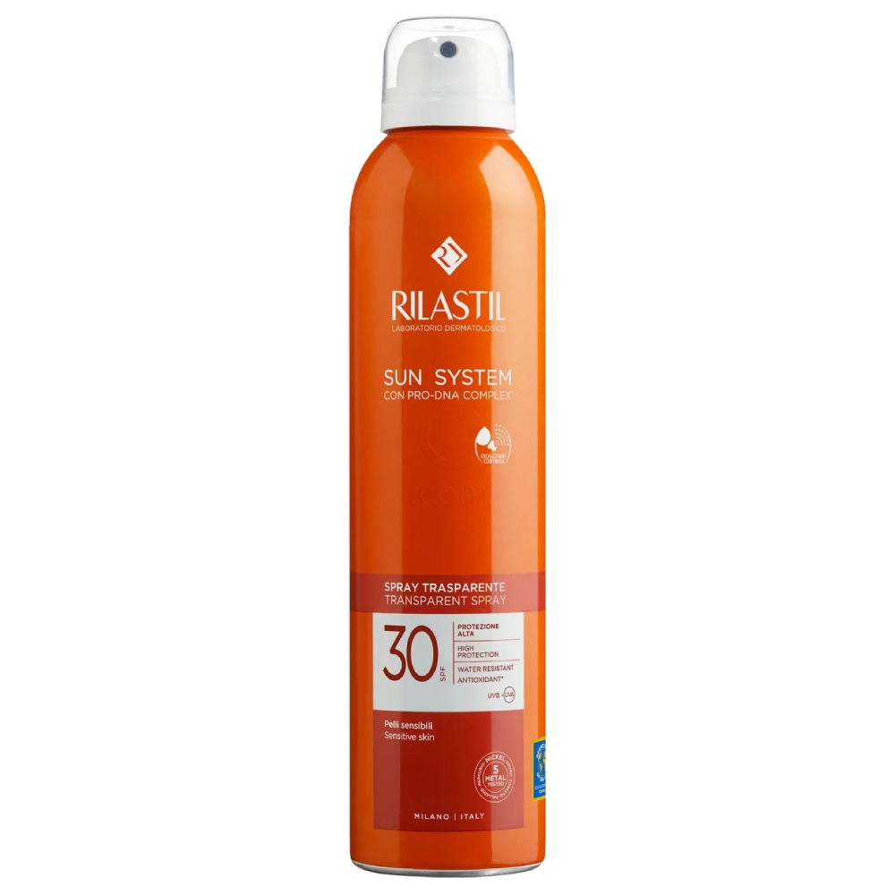 Rilastil Sun System, transparentno zaščitno pršilo za zaščito pred soncem za telo - ZF30 (200 ml)
