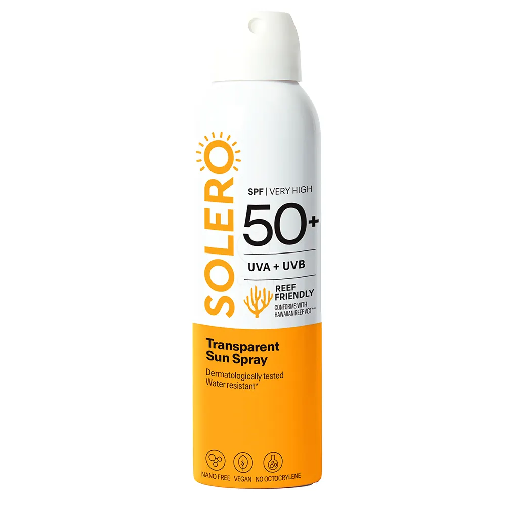 Solero, transparentno pršilo za zaščito kože pred soncem - ZF50+ (200 ml)