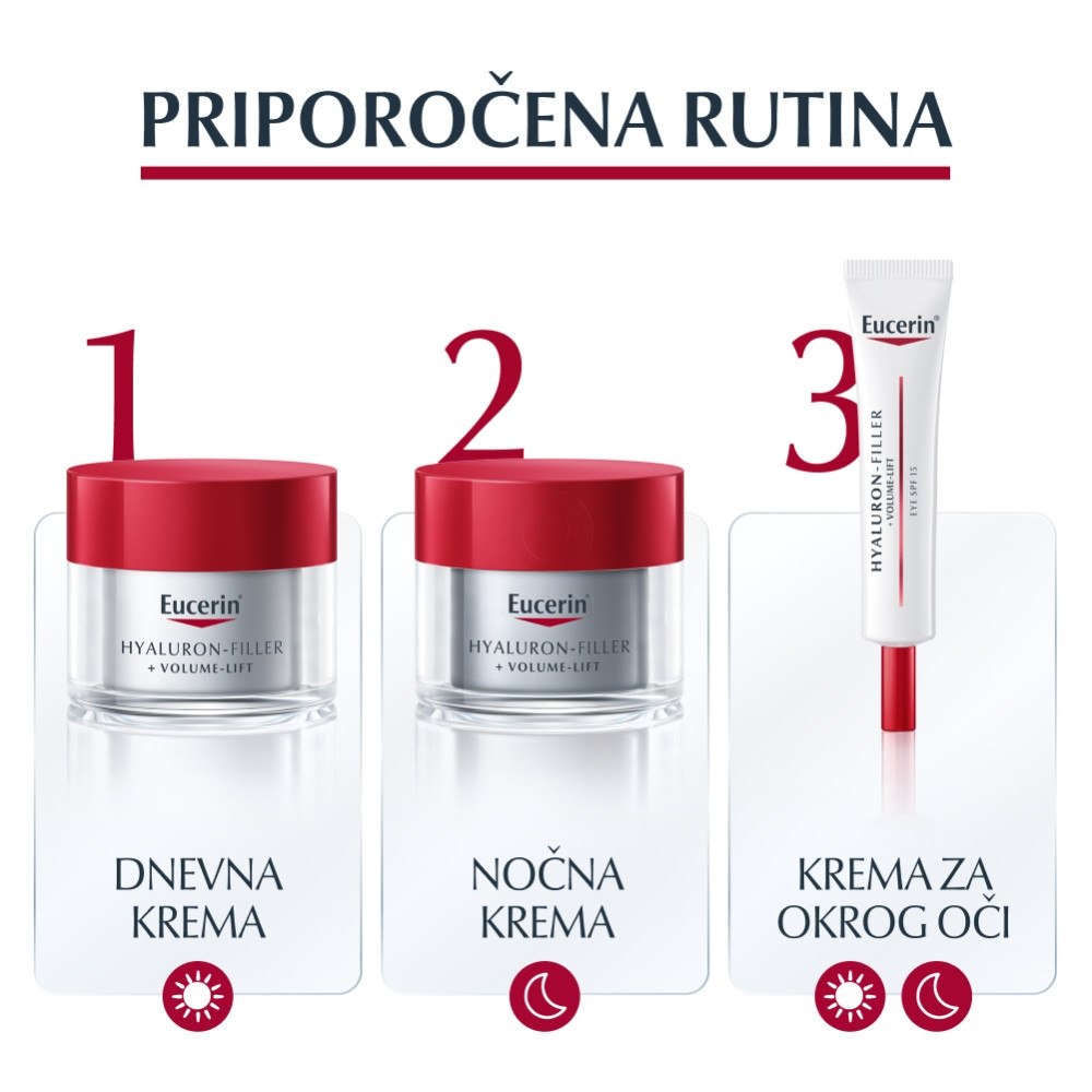 Eucerin Hyaluron Filler + Volume Lift, dnevna nega za normalno do mešano kožo - ZF15 (50 ml)