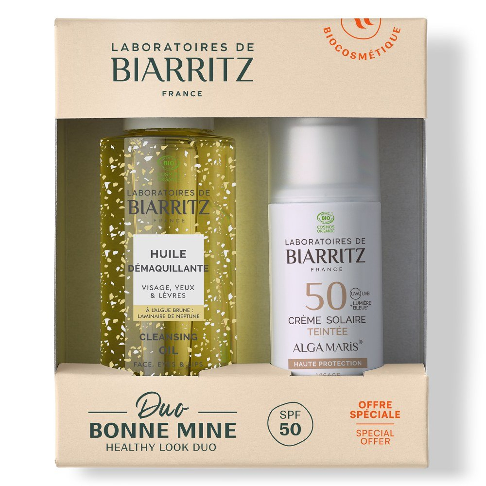 Biarritz BIO, set za zaščito pred soncem in čiščenje kože - bež - ZF50 (50 ml + 100 ml)