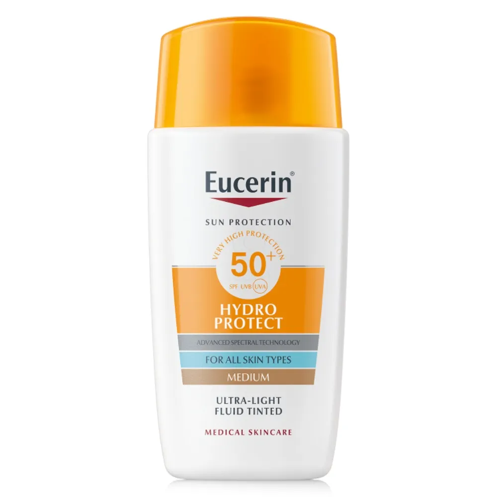 Eucerin Sun Hydro Protect Tinted, lahki obarvan fluid za zaščito pred soncem - medium - ZF50+ (50 ml)