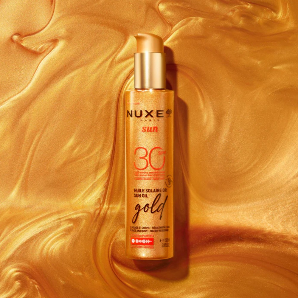 Nuxe Sun Oil Gold, olje z bleščicami za obraz in telo - ZF 30 (150 ml)