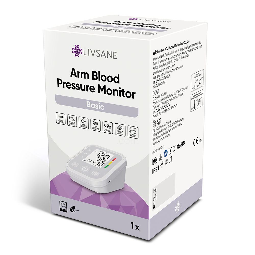 Livsane ARM-30E+, merilnik krvnega tlaka - Osnovni model (1 komplet)