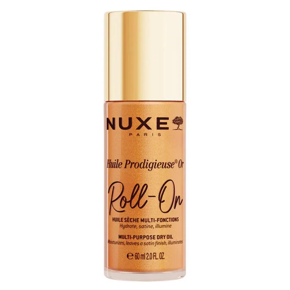 Nuxe Prodigieuse Or, večnamensko suho olje za lase in obraz z bleščicami - roll-on (60 ml)