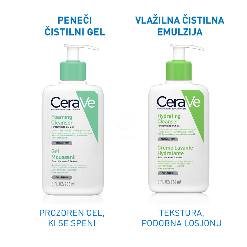 CeraVe, peneči čistilni gel za obraz za normalno do mastno kožo - paket (2 x 236 ml)
