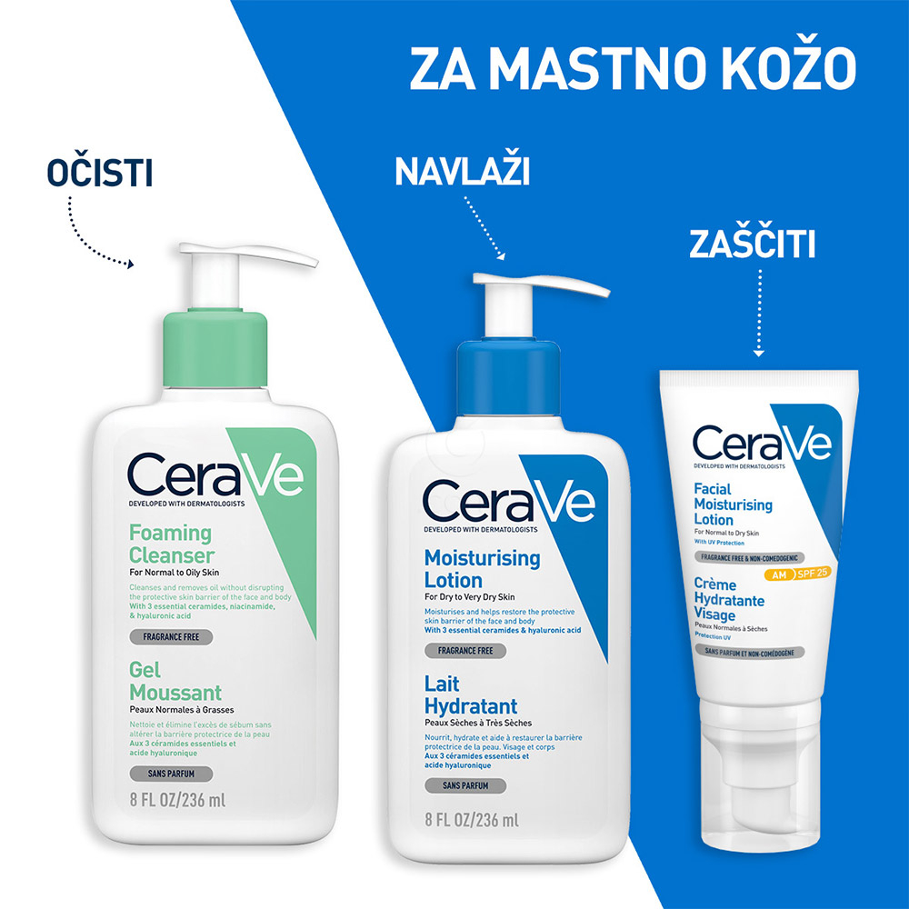 CeraVe, peneči čistilni gel za obraz za normalno do mastno kožo - paket (2 x 236 ml)