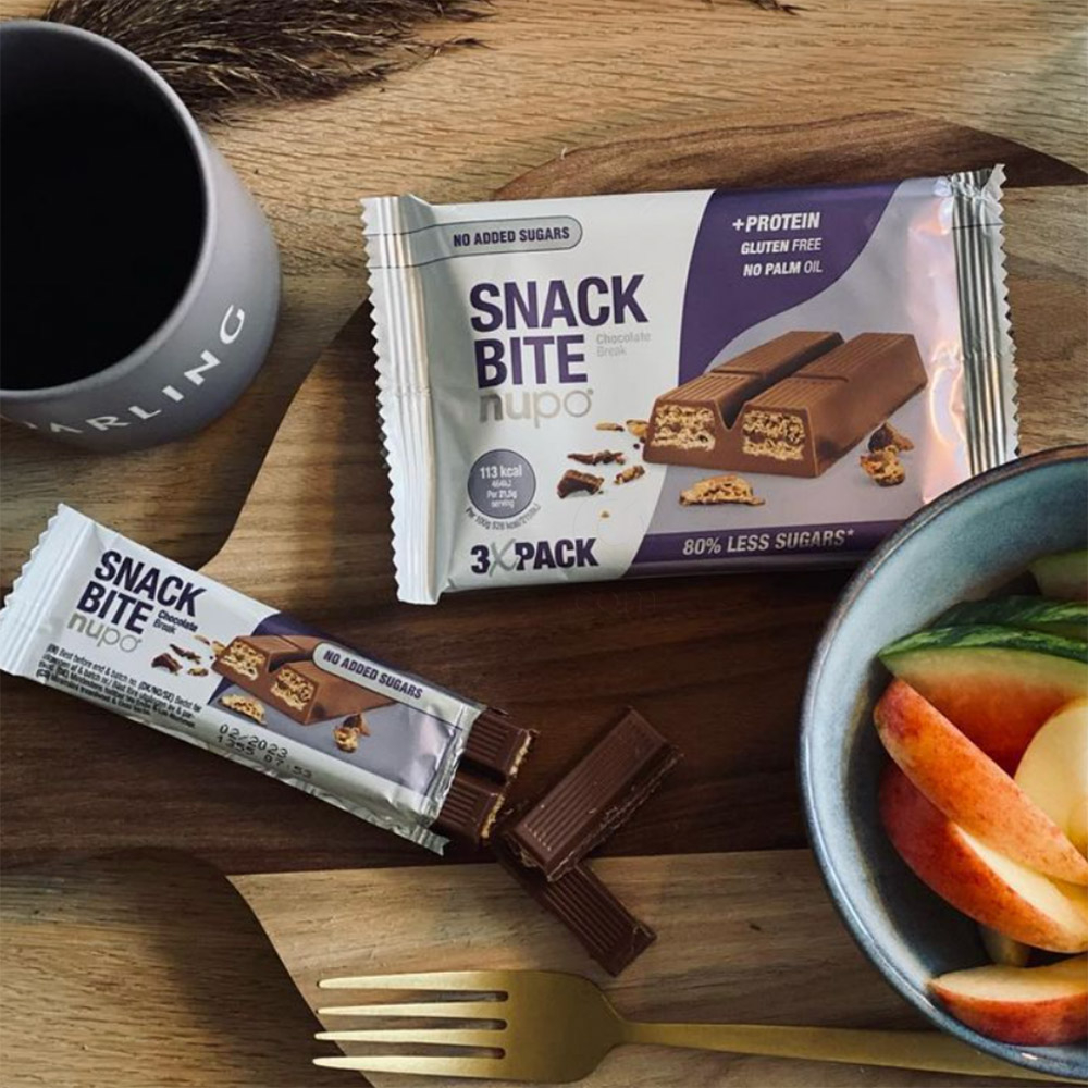 Nupo Snack Bite, hrustljava napolitanka – Kakav (3 x 21,5 g)