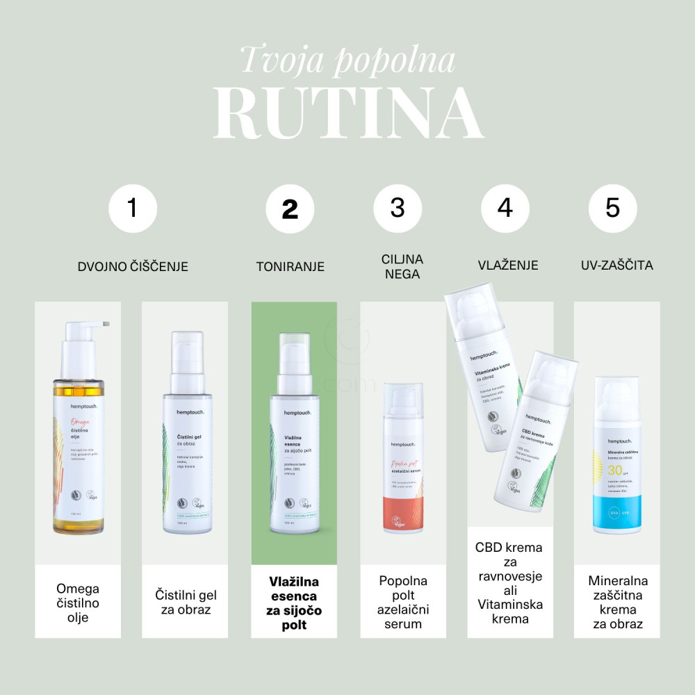 Hemptouch, vlažilna esenca za sijočo polt (100 ml)